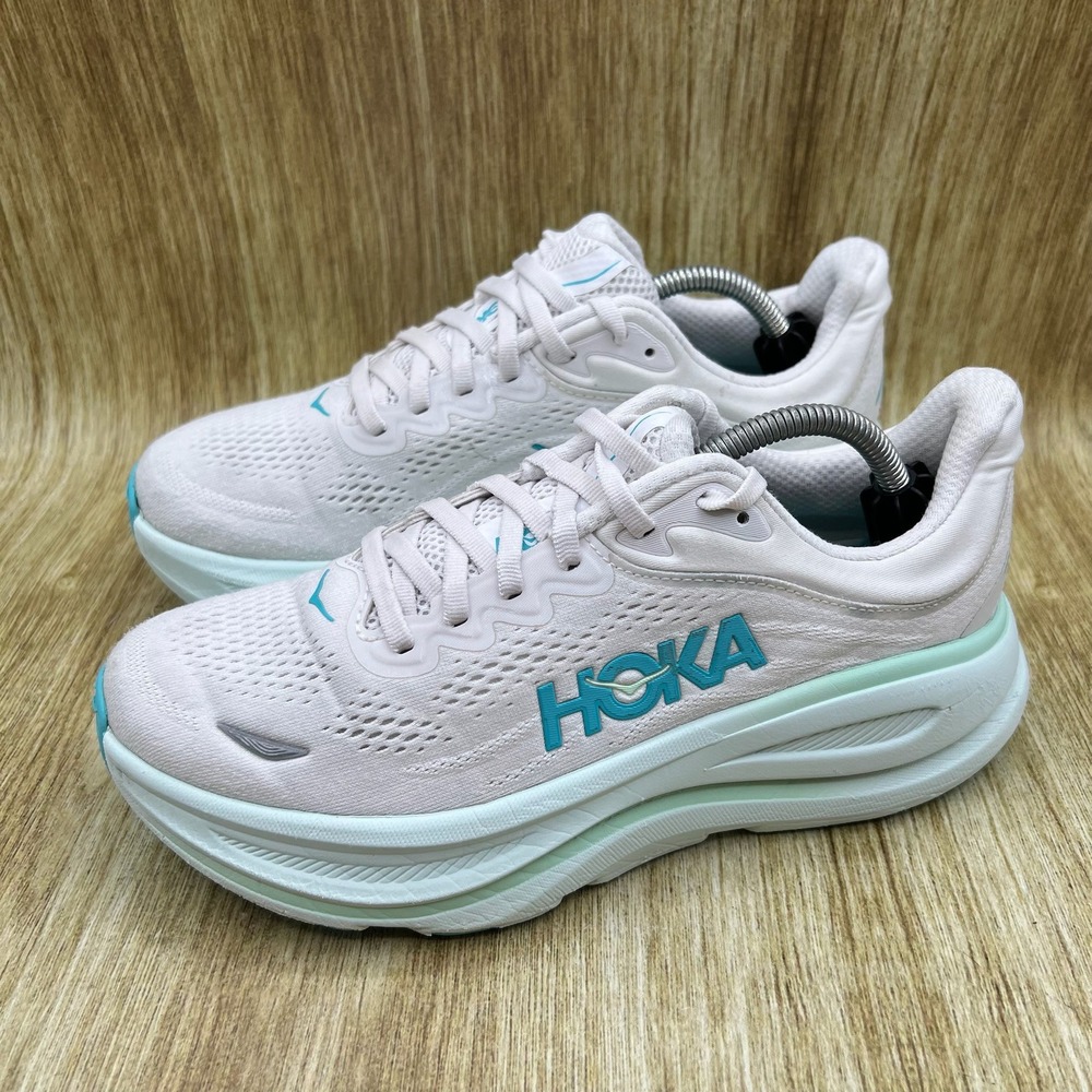Hoka One One Bondi 9 Women's Size 7.5 White Blue Running Shoes 1162012 FTCL - Picture 3 of 10